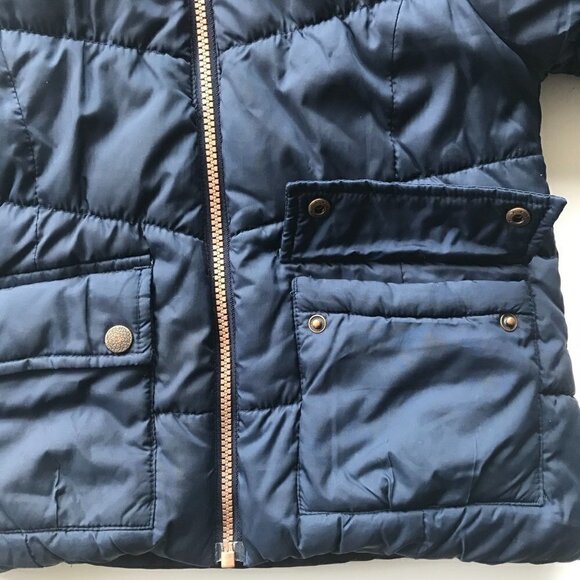 OSKKOSH Girl puffer & detachable inner reversible jacket, navy, pink Girls 4-5 - Picture 9 of 16